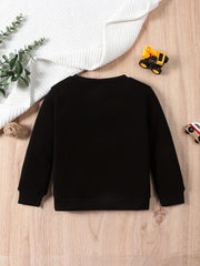 Excavator Pattern Kid's Thermal Sweatshirt Long Sleeve Top