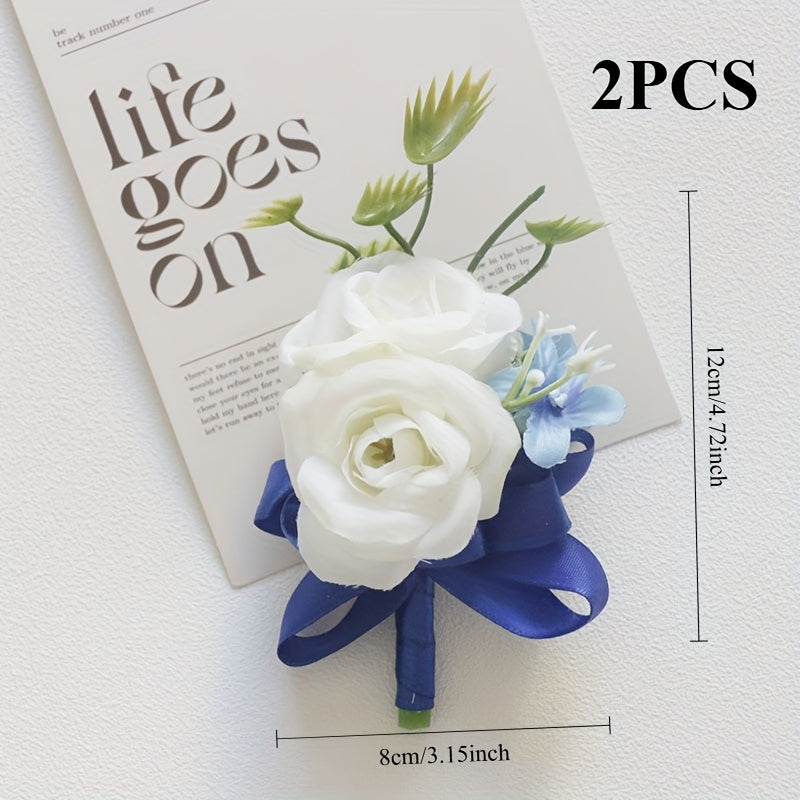 Men Wedding Boutonniere Set Groom & Groomsmen Prom Corsage