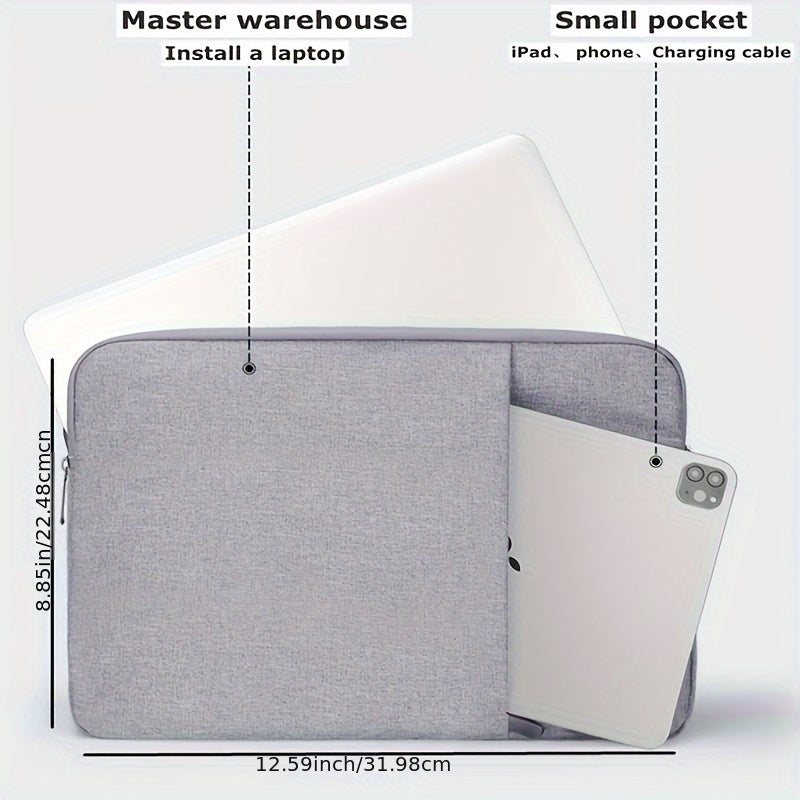Protective Laptop Sleeve 13 Inch Gray Zipper Organizer Bag