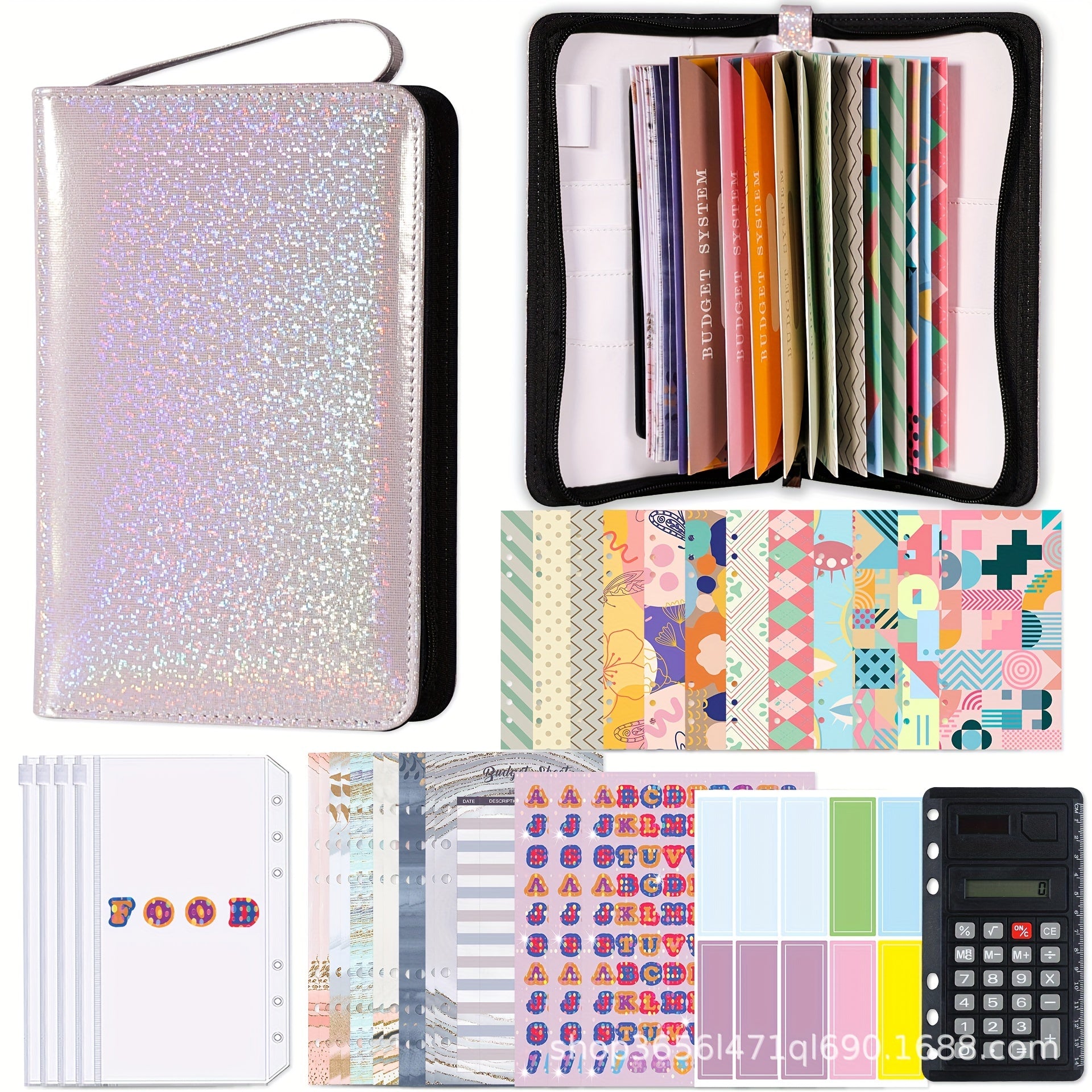 Zipper Budget Binder with Cash Envelopes and Planner A6