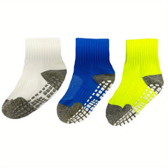 3 Pairs Boys Cotton Short Socks Anti Slip Sports Socks For 0-8 Years