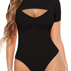 Sexy Short Sleeve Cut Out Bodysuit for Women