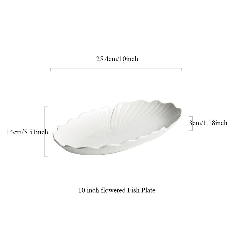 Ceramic Flower Shaped Fish Plate 25.4 cm