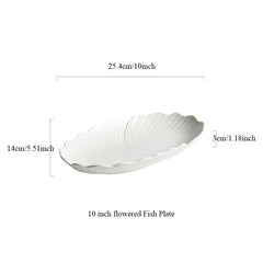 Ceramic Flower Shaped Fish Plate 25.4 cm