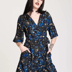 Gothic Dress Women's Plus Sun & Moon Print Knot Dress