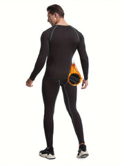 Men's Thermal Underwear Set: Quick Dry Fleece Compression Shirt & Legging