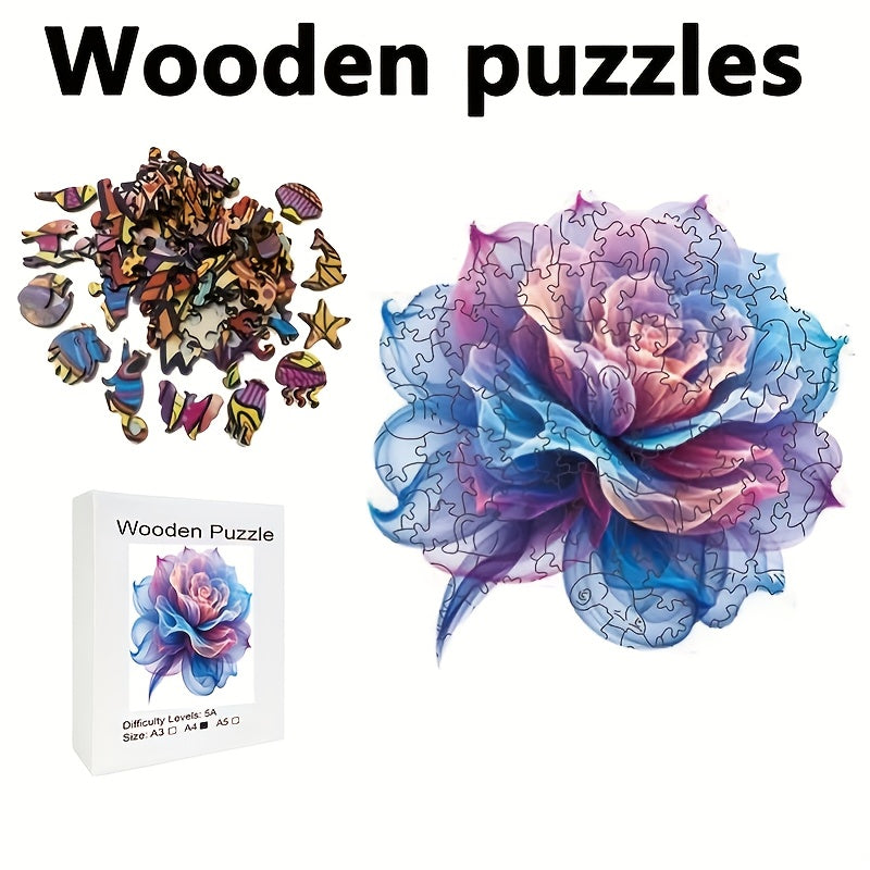Floral Wooden Jigsaw Puzzle High Plywood Multicolor Challenging Brain Teaser