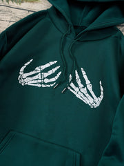 Skeleton Hand Print Hooded Sweatshirt