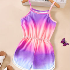 Toddler Girls Tie Dye Gradient Cami Rompers Jumpsuits