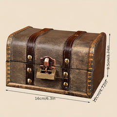 Retro Jewelry Storage Box Buckle Lid Earring Wooden Basket