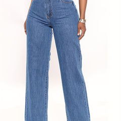 High Waist Wide Leg Denim Pants Women's Jeans