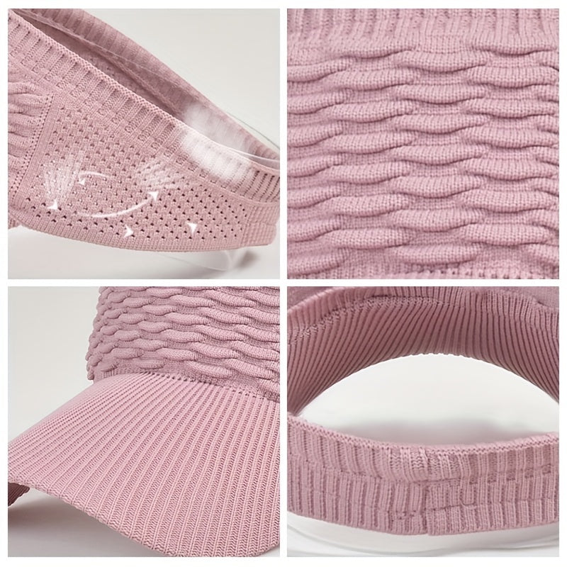 Ruched Knitted Ponytail Visor Hat Elastic Sports Sun Hat Lightweight