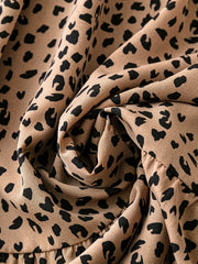 Leopard Print Lantern Sleeve Maxi Dress