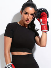 Fitness Yoga T Shirt Short Sleeve Lightweight Quick Dry Running Crop Top