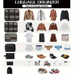 7pcs Travel Packing Bag Set Zipper Underwear Shoes Makeup Storage Container
