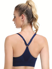 3-Pack Plus Size Sports Bra Set Women's Plus Solid Breathable Round Neck Bra