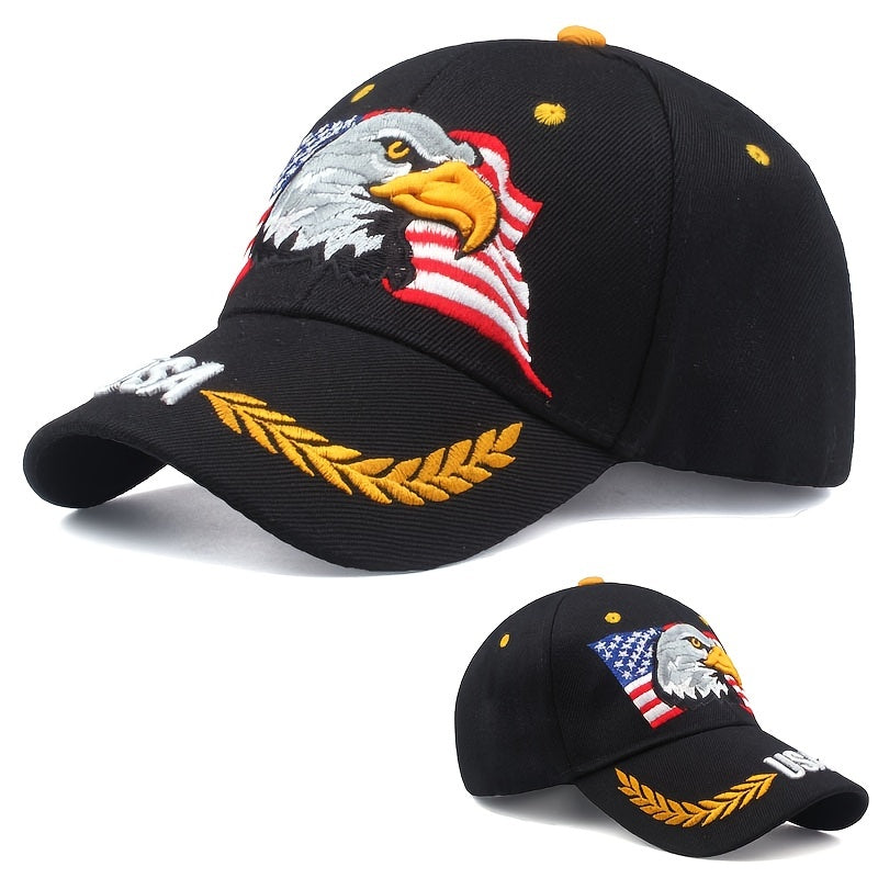 Eagle American Flag Star Embroidered Baseball Cap Peaked Cap Sun Hat