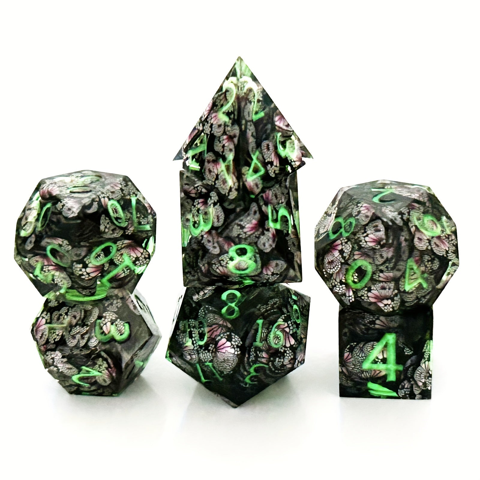 7pcs Butterfly Resin Polyhedral Dices For Table Games Gift