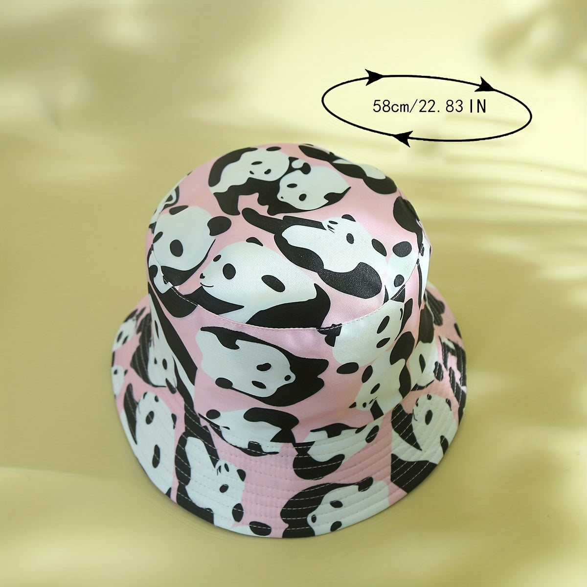 Reversible Panda Print Bucket Hat Cartoon Sunscreen Basin Hat