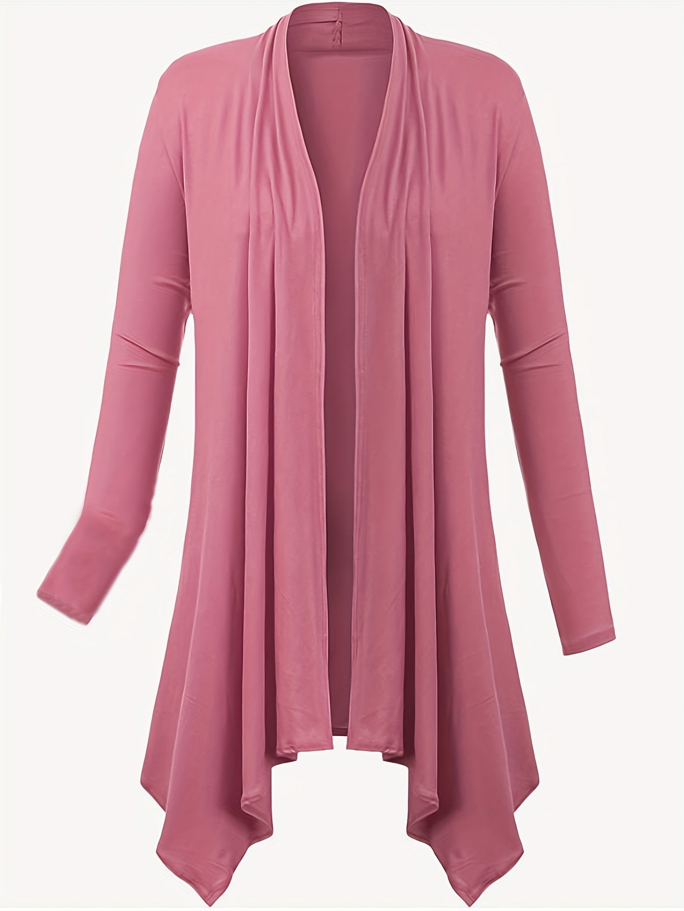Solid Long Sleeve Open Front Cardigan
