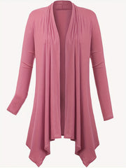 Solid Long Sleeve Open Front Cardigan
