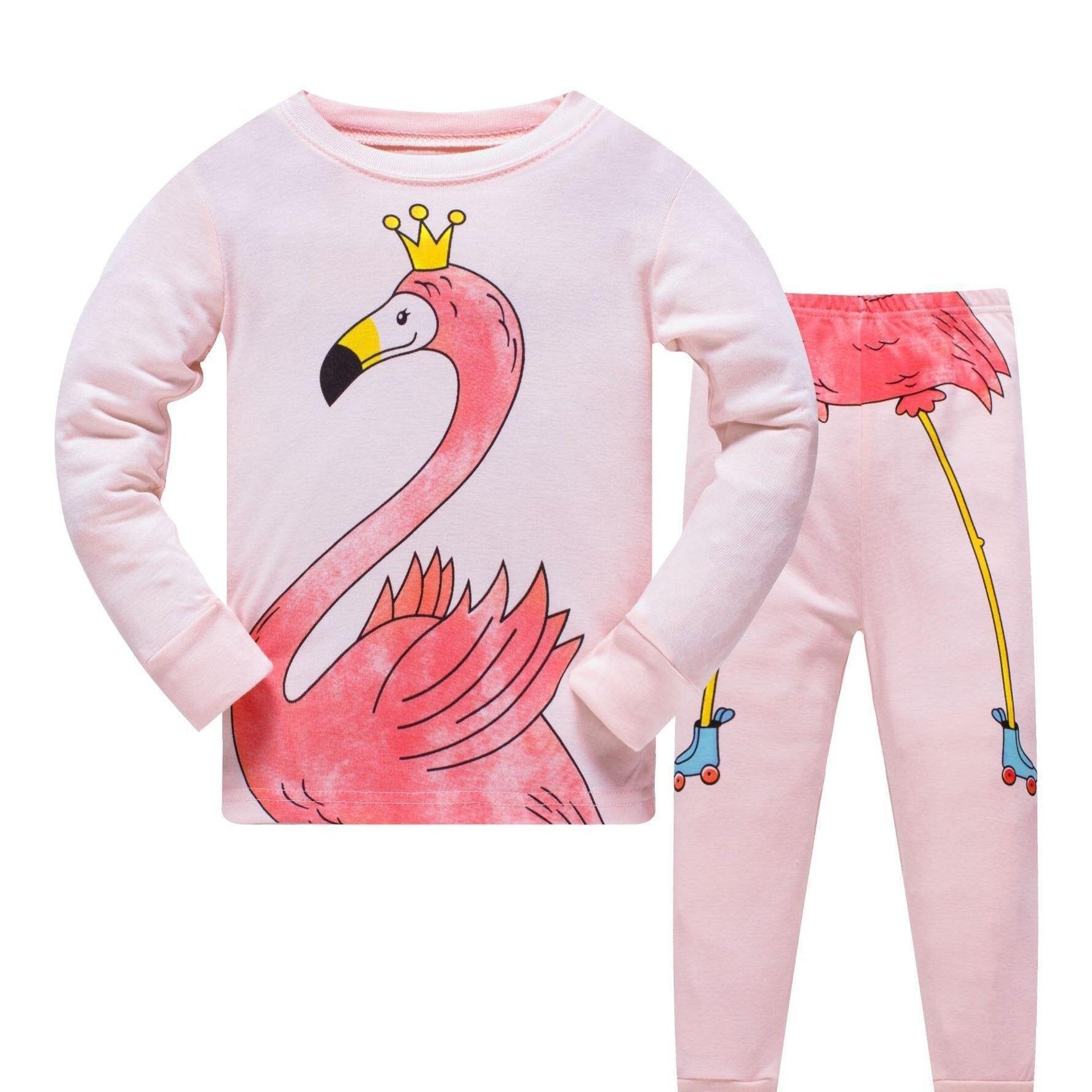 2pcs Toddler Girls Flamingo Graphic Pjs Set
