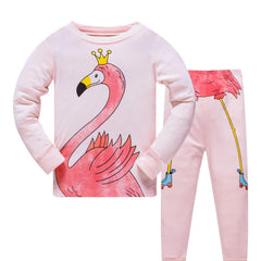 2pcs Toddler Girls Flamingo Graphic Pjs Set