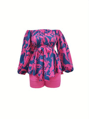 Belted Off Shoulder Top & Shorts Set