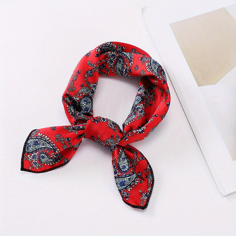 Vintage Bohemia Paisley Print Silk Square Scarf