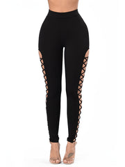 Criss Cross Cut Out Leggings Skinny Stretchy Leggings Women's Clothing