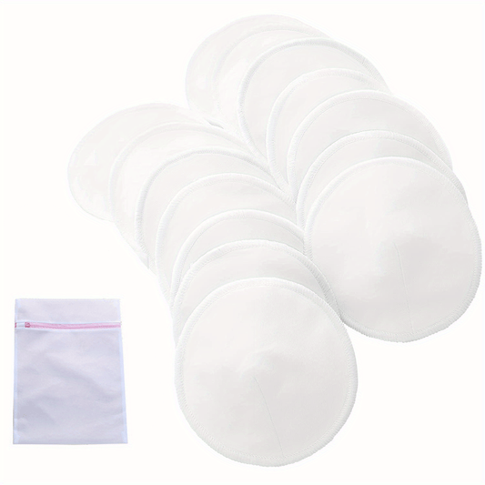 Organic Bamboo Nursing Pads 14 Washable Breastfeeding Pads with Wash Bag