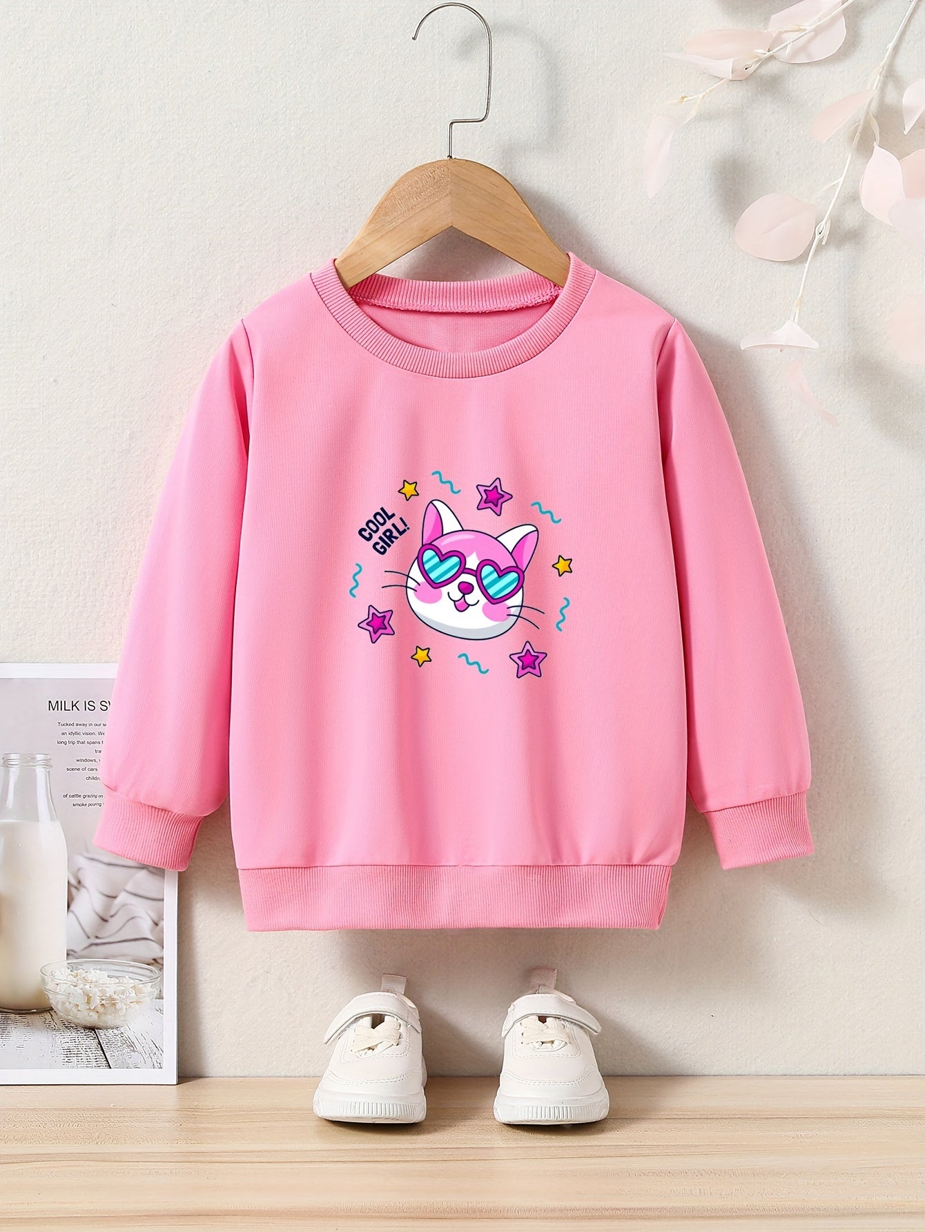 OERYUI Kids Kitty Graphic Sweatshirt Comfy Pullover