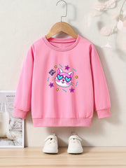 OERYUI Kids Kitty Graphic Sweatshirt Comfy Pullover