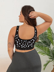 Dalmatian Print Sports Bra with Mesh Detail