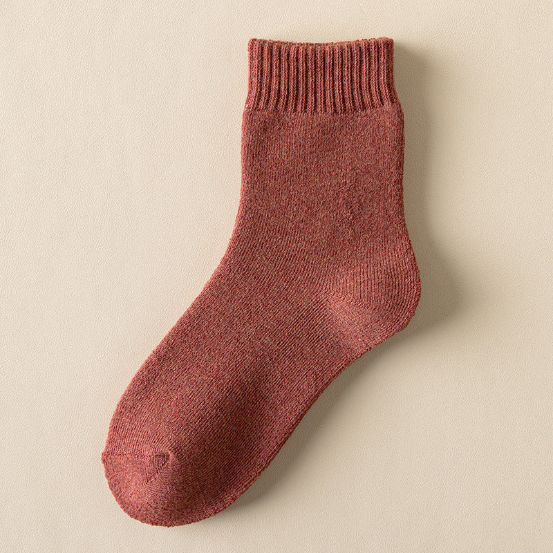 Chunky Knit Crew Socks Warm Winter Cotton Blend Women's Stockings