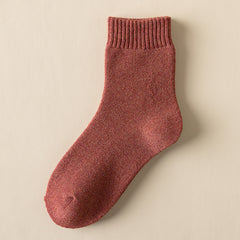Chunky Knit Crew Socks Warm Winter Cotton Blend Women's Stockings