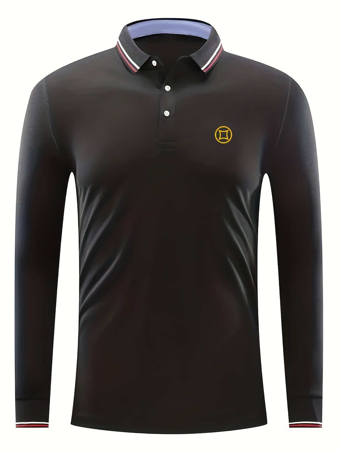 Copper Coin Print Men's Lapel Polo Shirt Casual Slightly Stretch