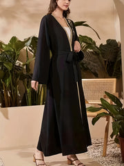 Embroidered Long Sleeve Abaya Dress