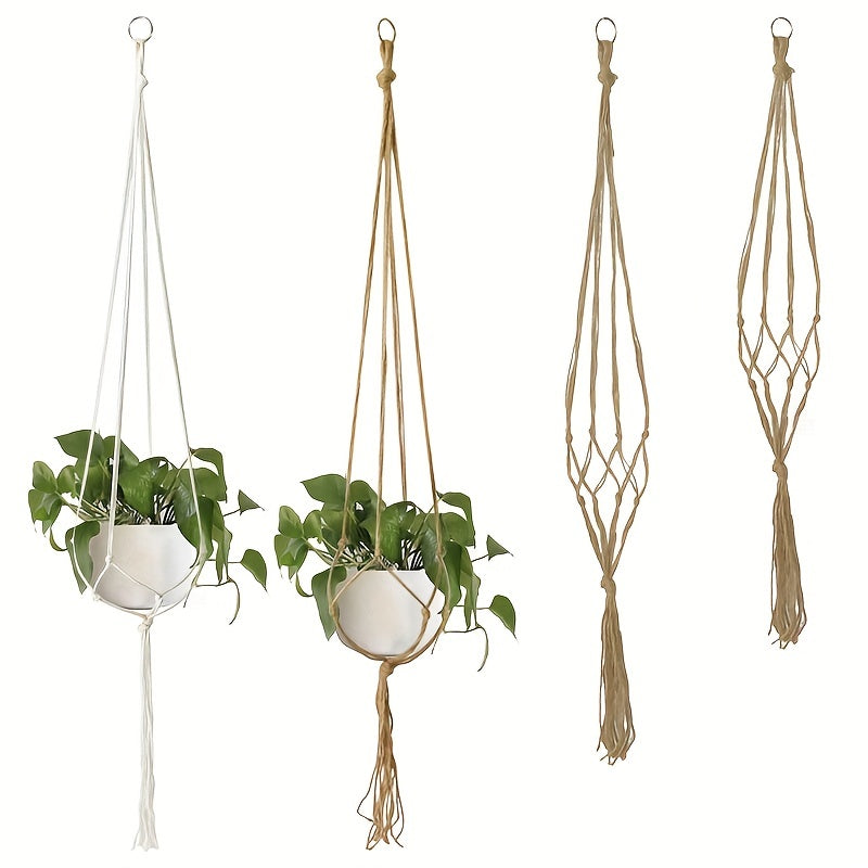 Retro Hanging Basket Manual Flower Pot Mesh Bag Woven Home Decoration