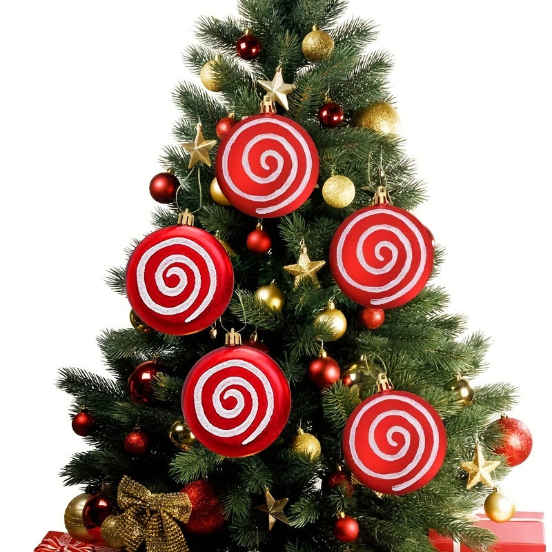 4pcs Red Round Candy Christmas Tree Pendant Family Party Decorations