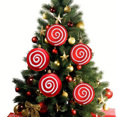4pcs Red Round Candy Christmas Tree Pendant Family Party Decorations
