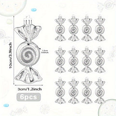6pcs Silvery Plating Candy Hanging Ornament Christmas Party Decoration