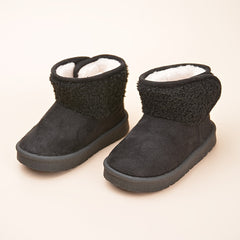 Girls' Solid Snow Boots Warm Fleece Cozy Ankle Boots Plush Outdoor Hiking Shoes