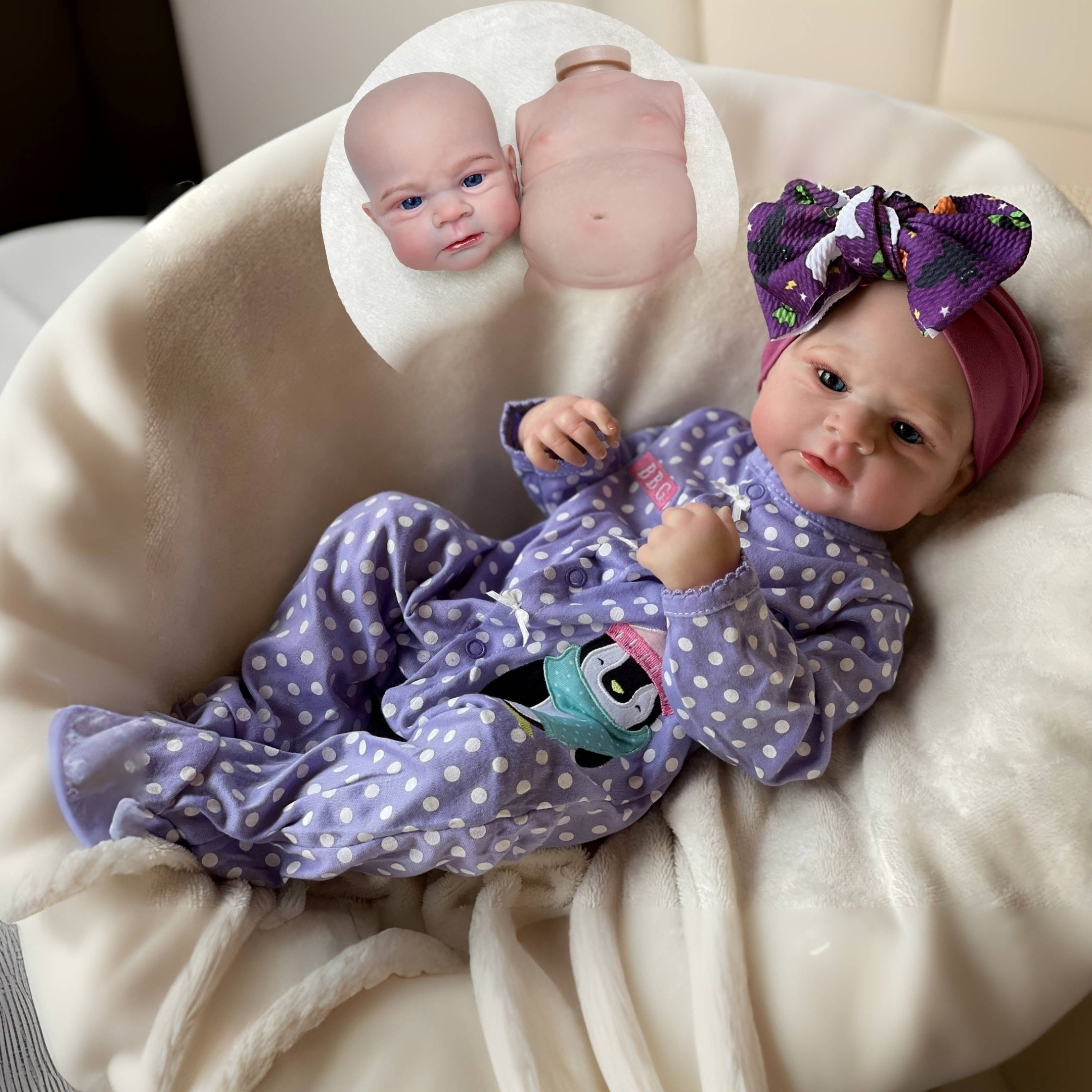 Reborn Doll Purple Outfit Soft Touch Lifelike