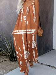 Tie Dye Wide Leg Jumpsuit Sleeveless Casual Loose Jumpsuit