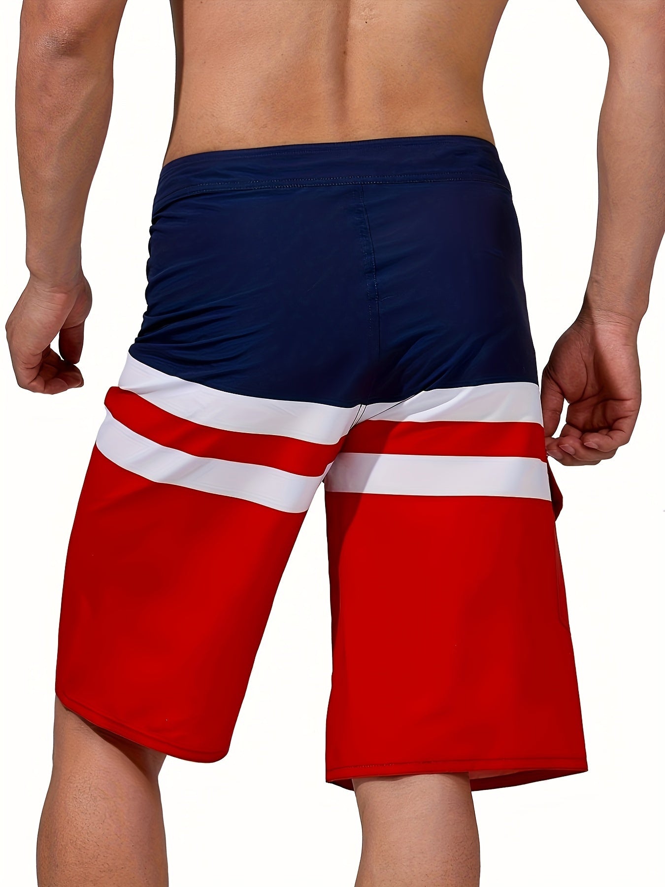 Quick Dry Block Drawstring Men's Swim Trunks Board Shorts