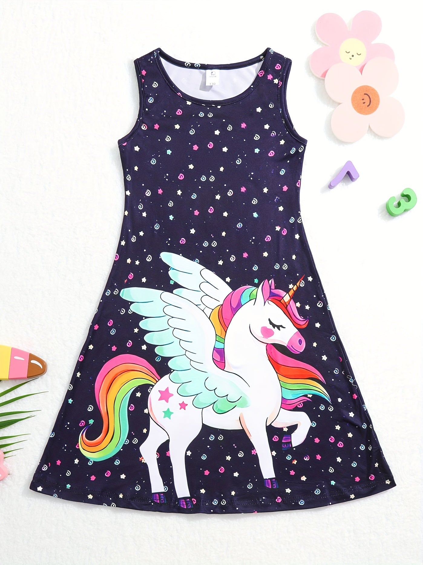 Girl 3D Printed Flying Horse Princess Dress
