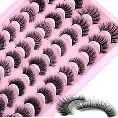 Lash Extension Kit 20 Pairs Natural Look False Eyelashes Applicator Adhesive