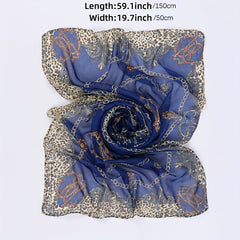 Leopard Print Chiffon Silk Scarf Colorful Warm Shawl