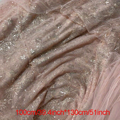 Fairy Star Moon Sequin Embroidery Mesh Fabric for Wedding Dress